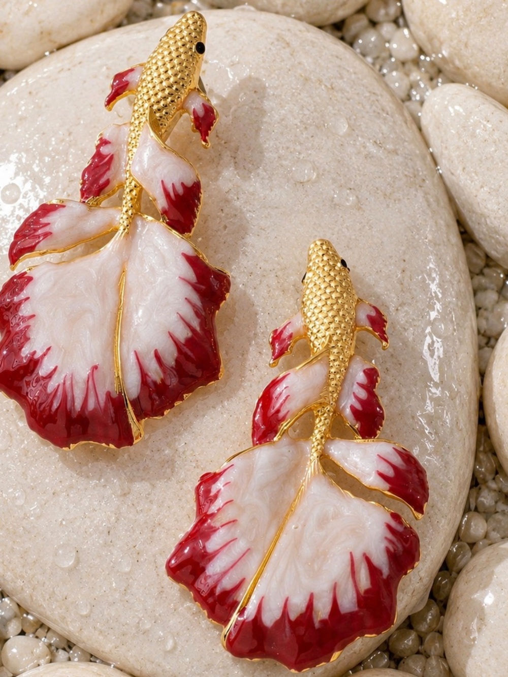 Red fish  Drop Earrings